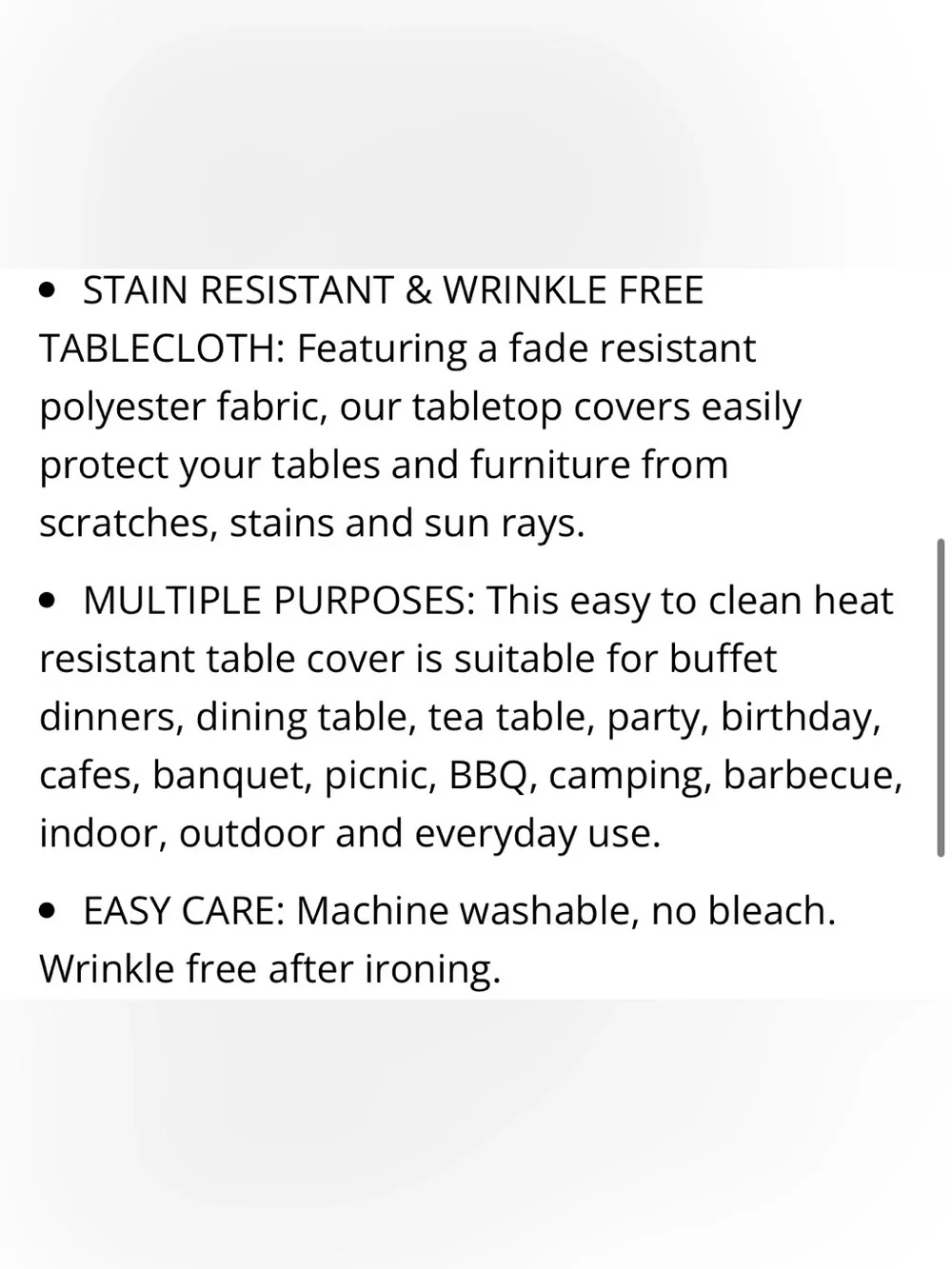 Classic Tablecloth Stain Resistant Polyester Washable Rectangular 60x84” BLACK